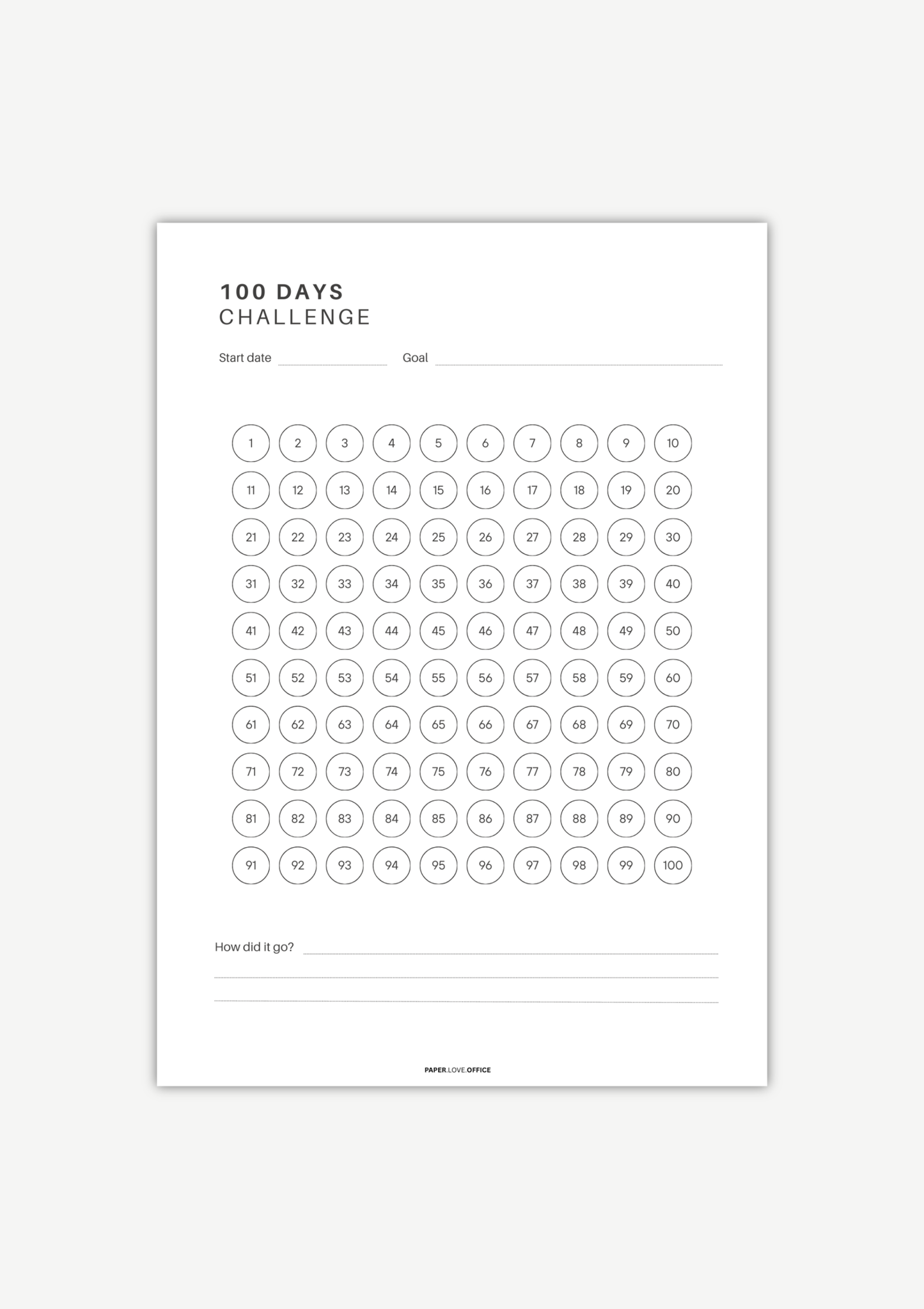 100 Tage Challenge Tracker – Fortschritt und Ziele über 100 Tage sichtbar machen