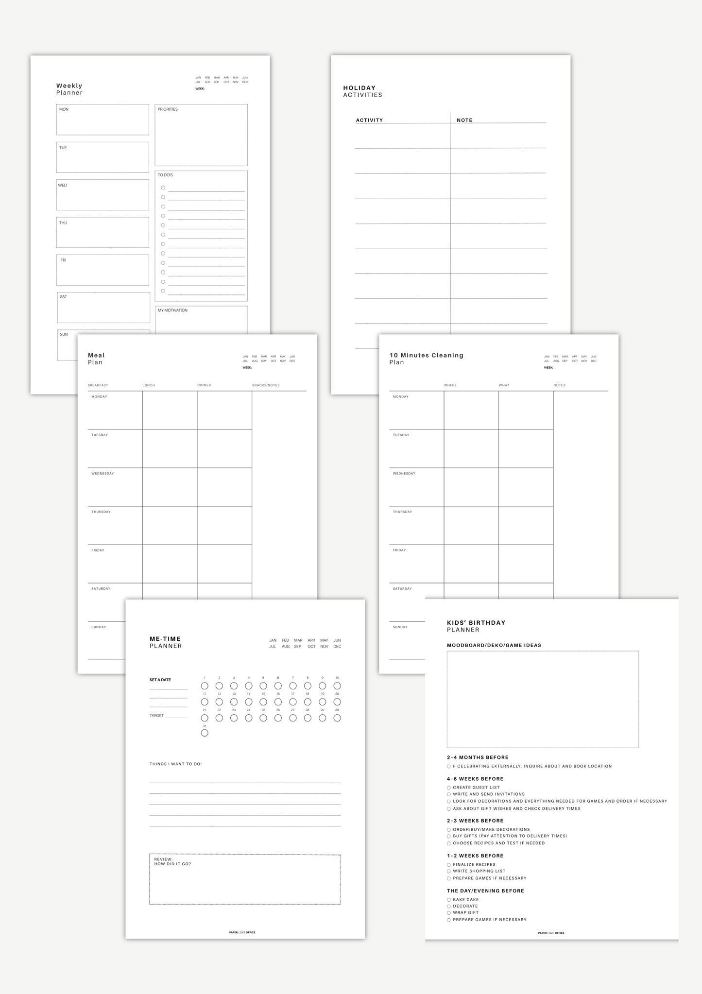 Calm Home and Mom Life Bundle printable planner set including weekly planner, meal planner, birthday planner and cleaning routine for organized family life digital download