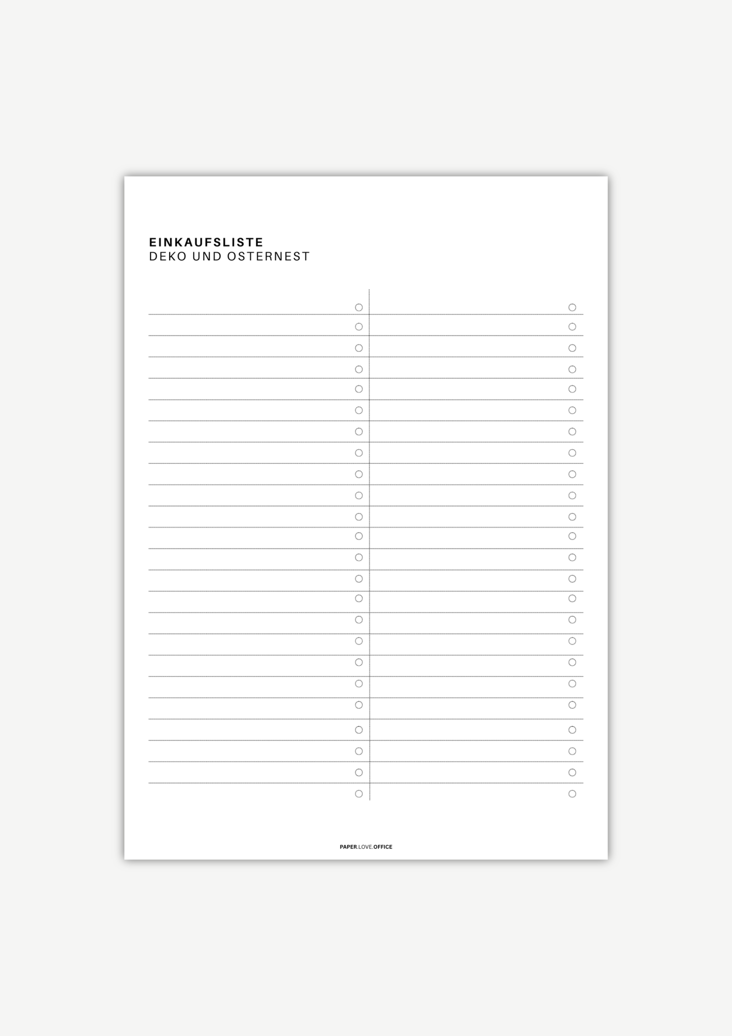 Organisiere deine Einkäufe für Osterdeko und die Osternester mit dieser Liste.