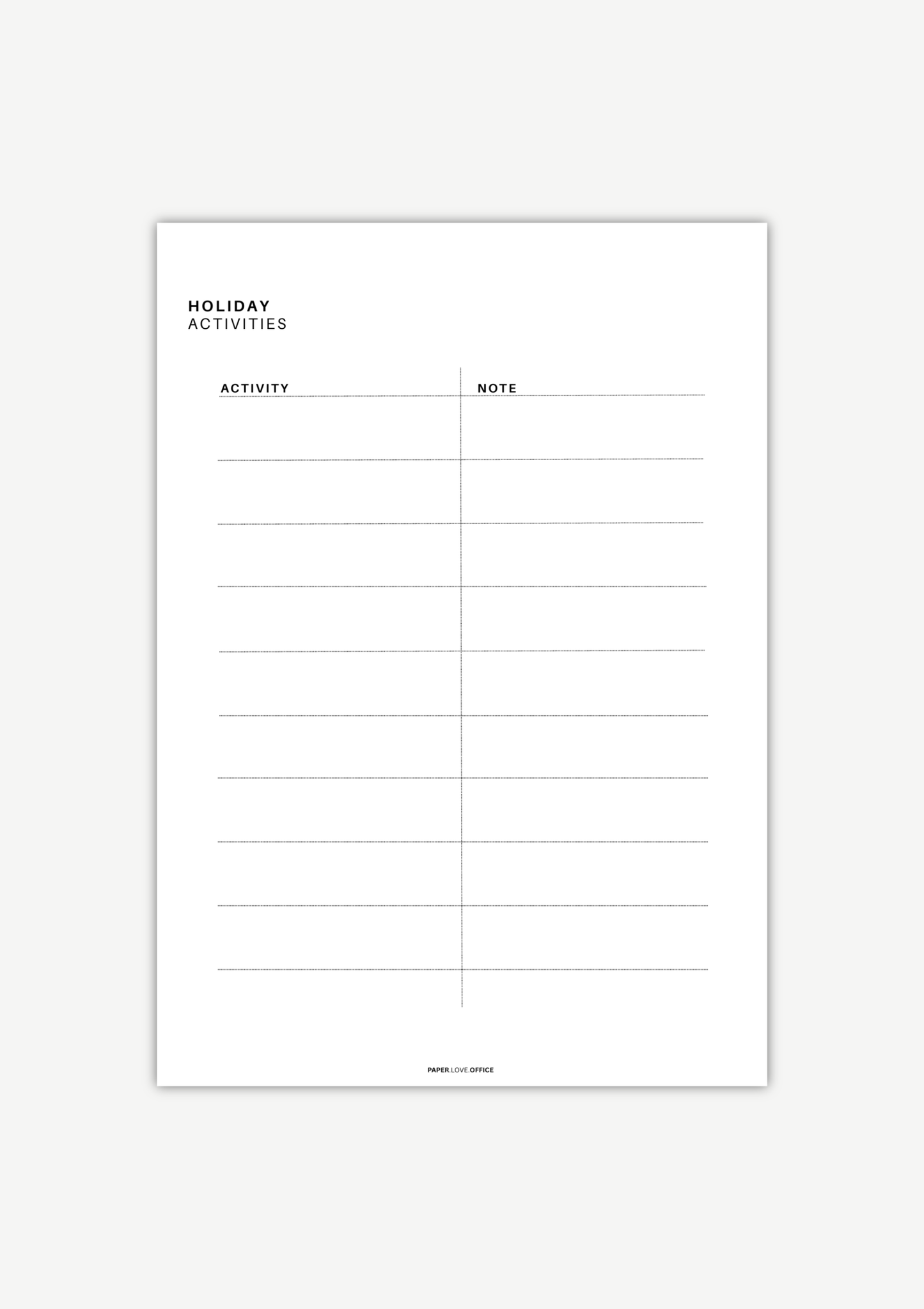 Ferien Aktivitäten planen – kostenlose Liste für Ideen und Notizen