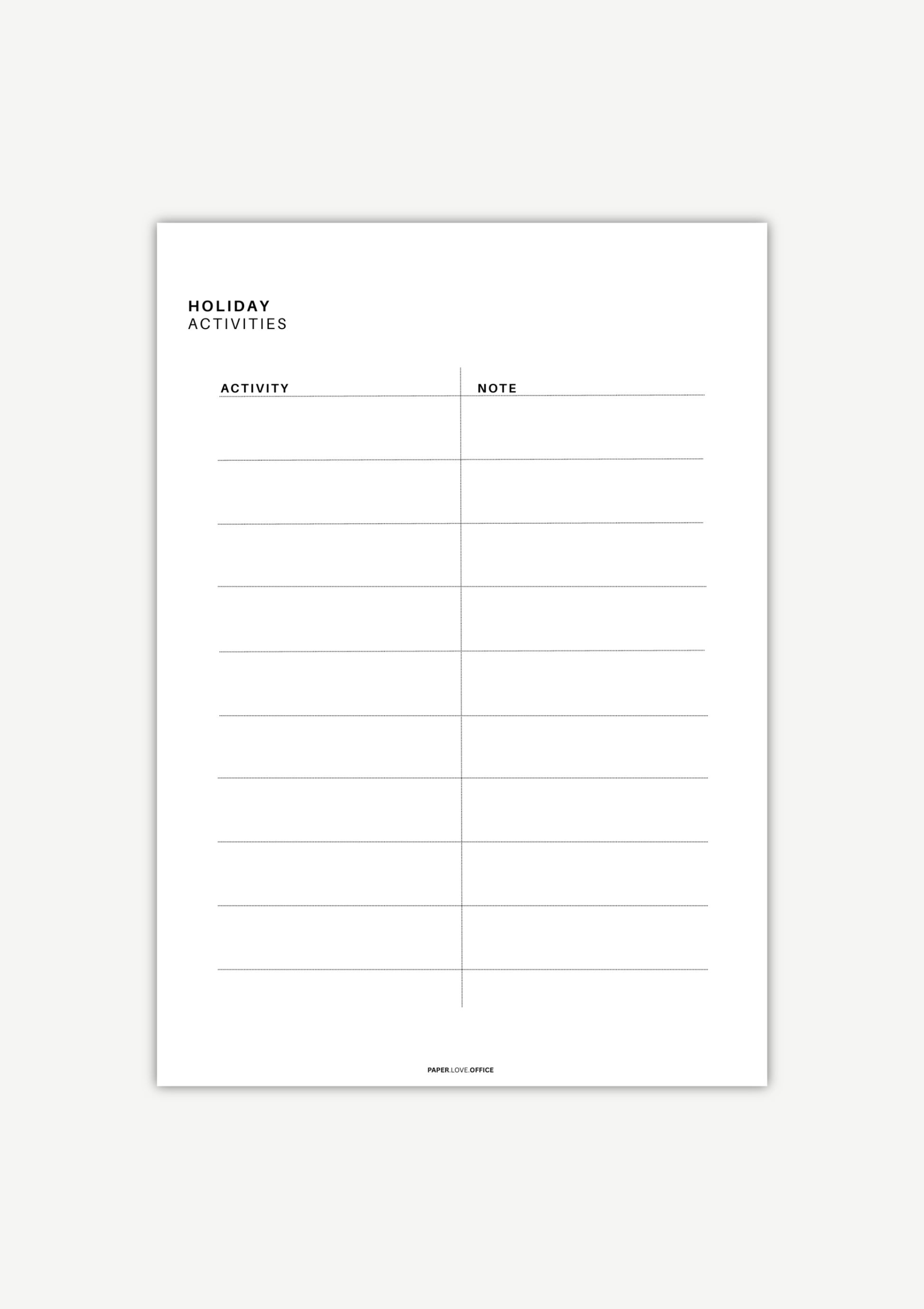 Ferien Aktivitäten planen – kostenlose Liste für Ideen und Notizen